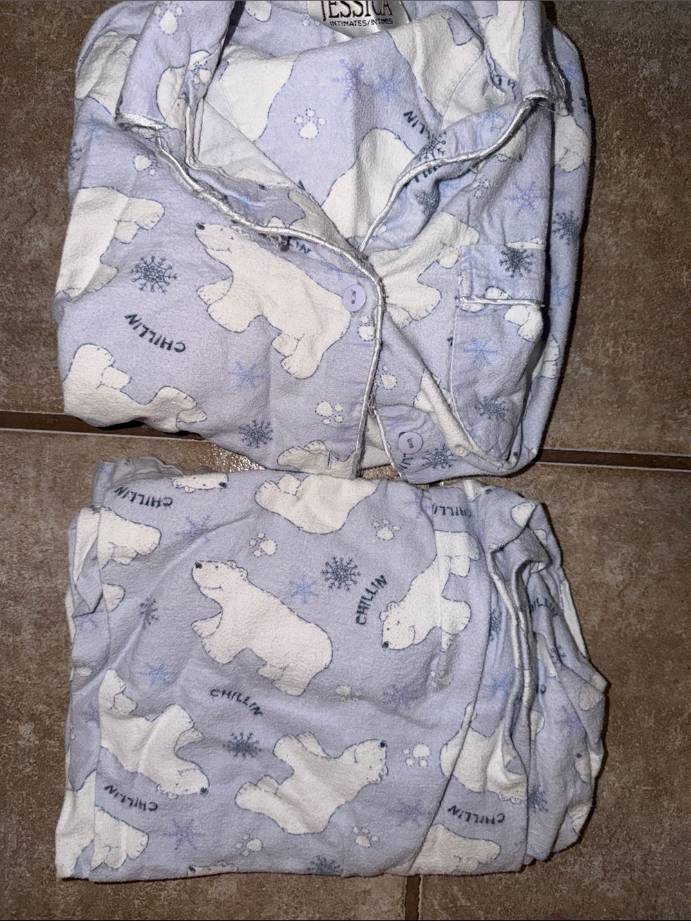 Jessica Lavender Polar Bear Pajama Set with White Print medium 10/12